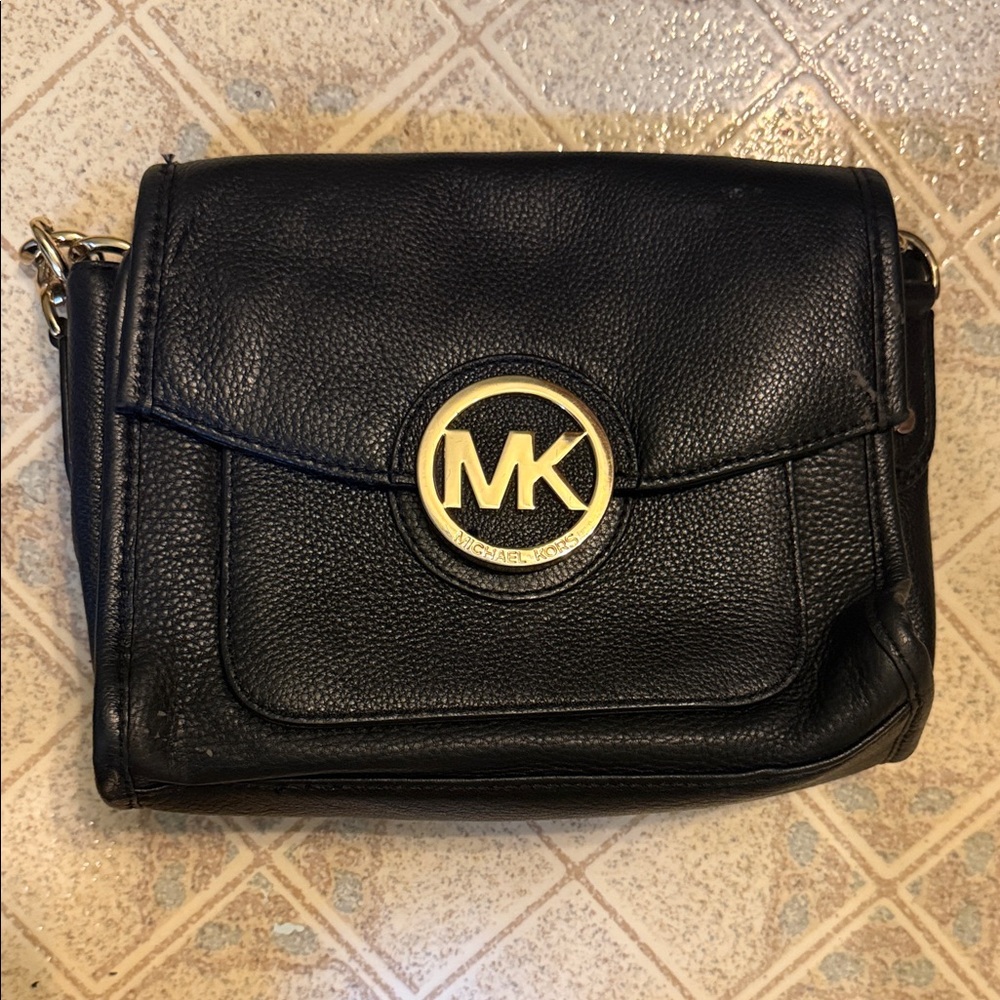 Michael Kors Black Leather Crossbody Bag